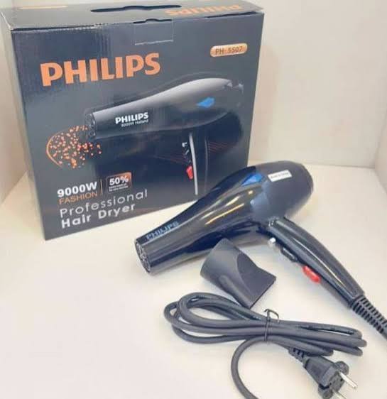 سشوار فیلیپس مدل PH5507 ظرفیت ۹۰۰۰ وات با باد سرد و متمرکزکننده