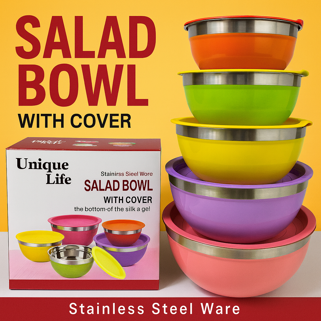 لگن یونیک ۵ تکه رنگی با درب پلاستیکی