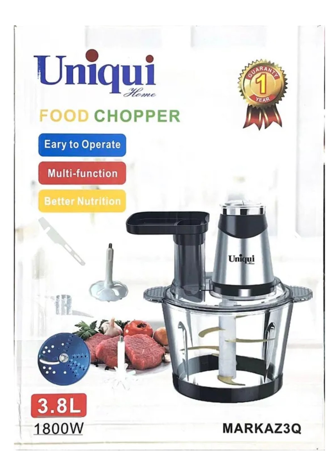 خردکن و سالاد ساز 5 کاره یونیک- ظرفیت 3/8 لیتری قدرت 1800W وات مدل MARKAZ3Q