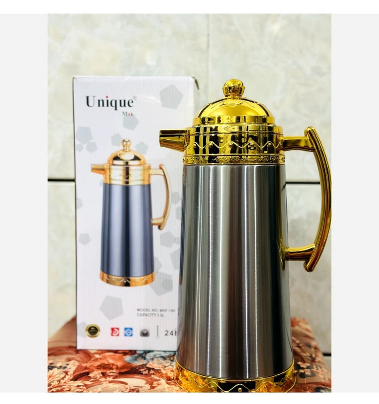 فلاکس دولیتری طلایی شیشه صورتی وارداتی یونیک